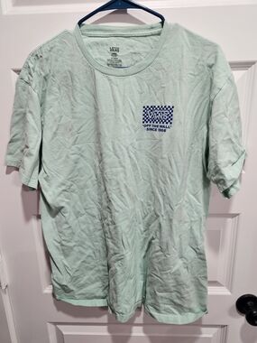 Vans Mint Green Short Sleeve Tee with Blue Check Logo